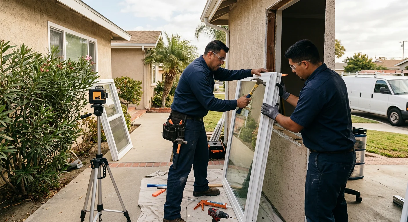 Undersized basement window flagged for egress replacement in a Downey property